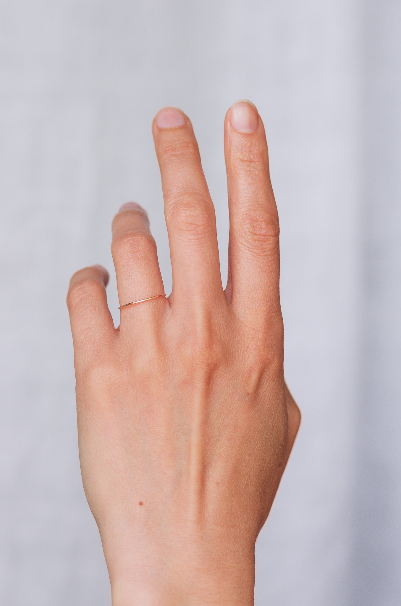 Super thin hammered gold ring