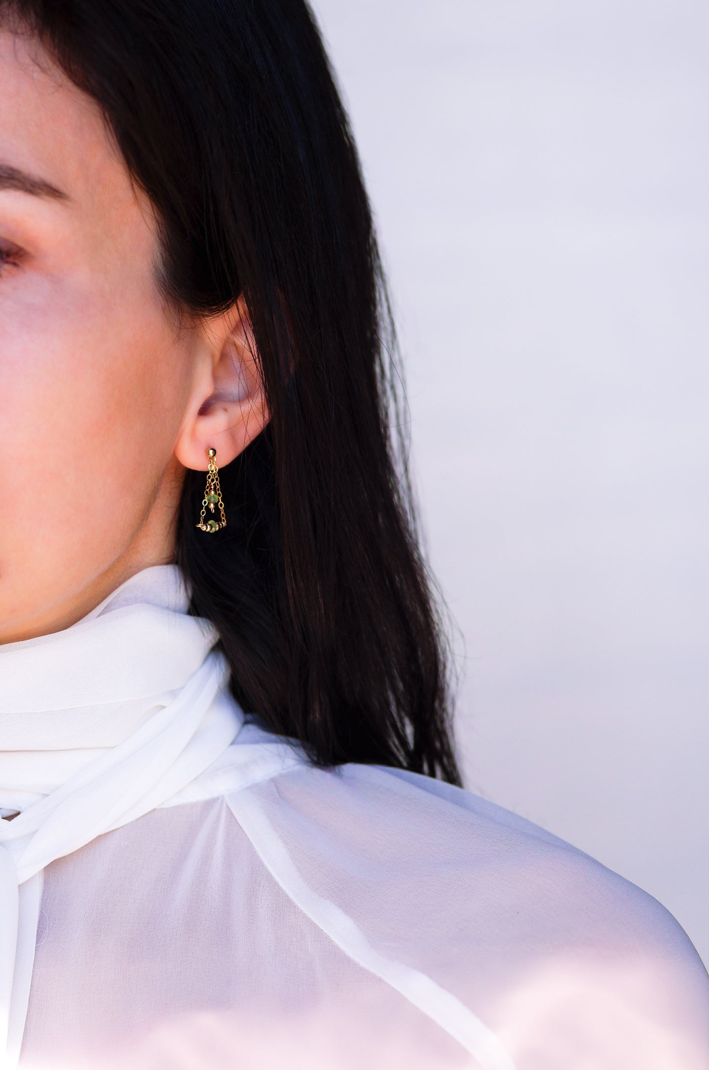 Peridot Chain Earrings