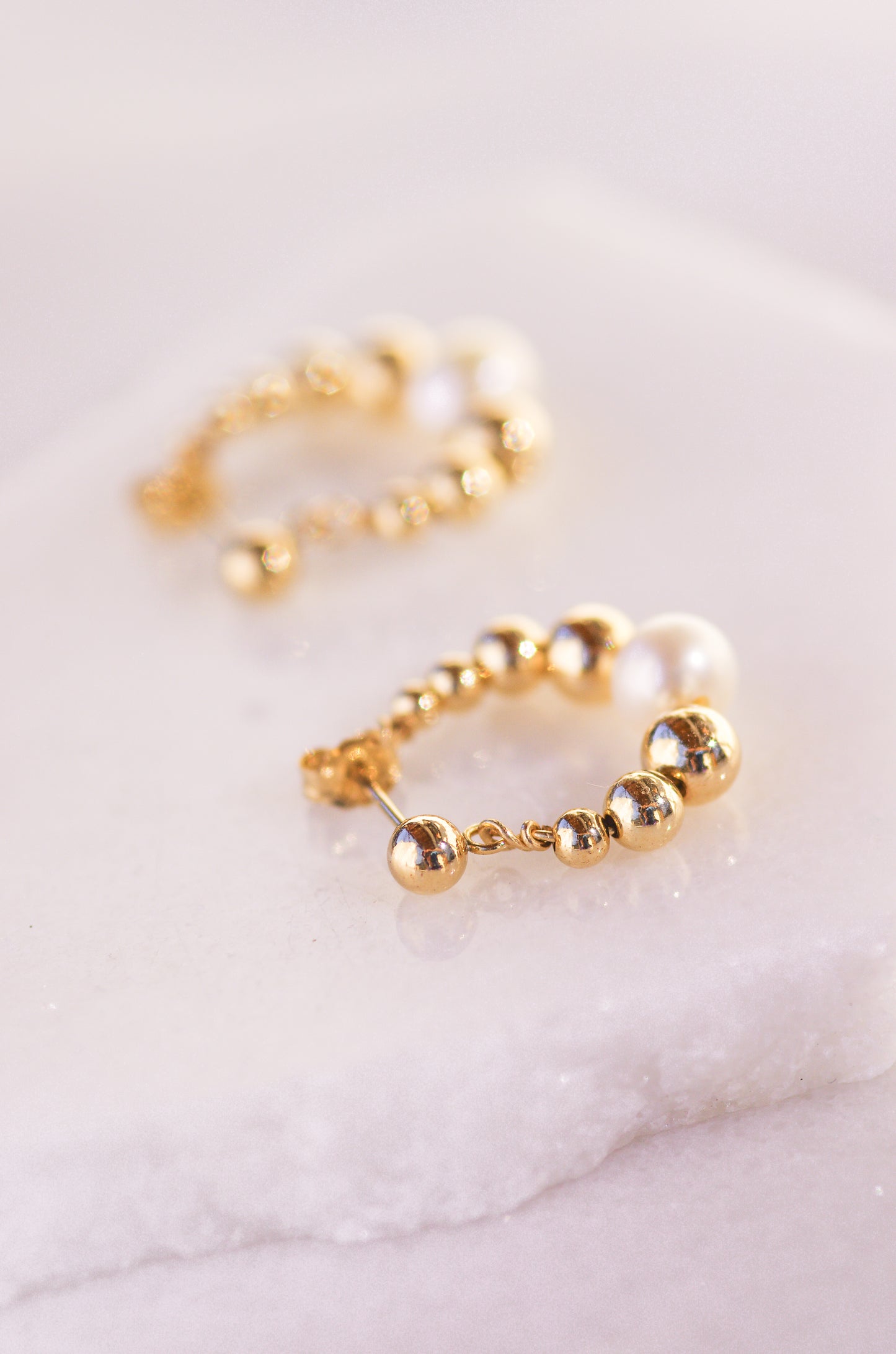 Bubble Hoop Earrings with Pearl