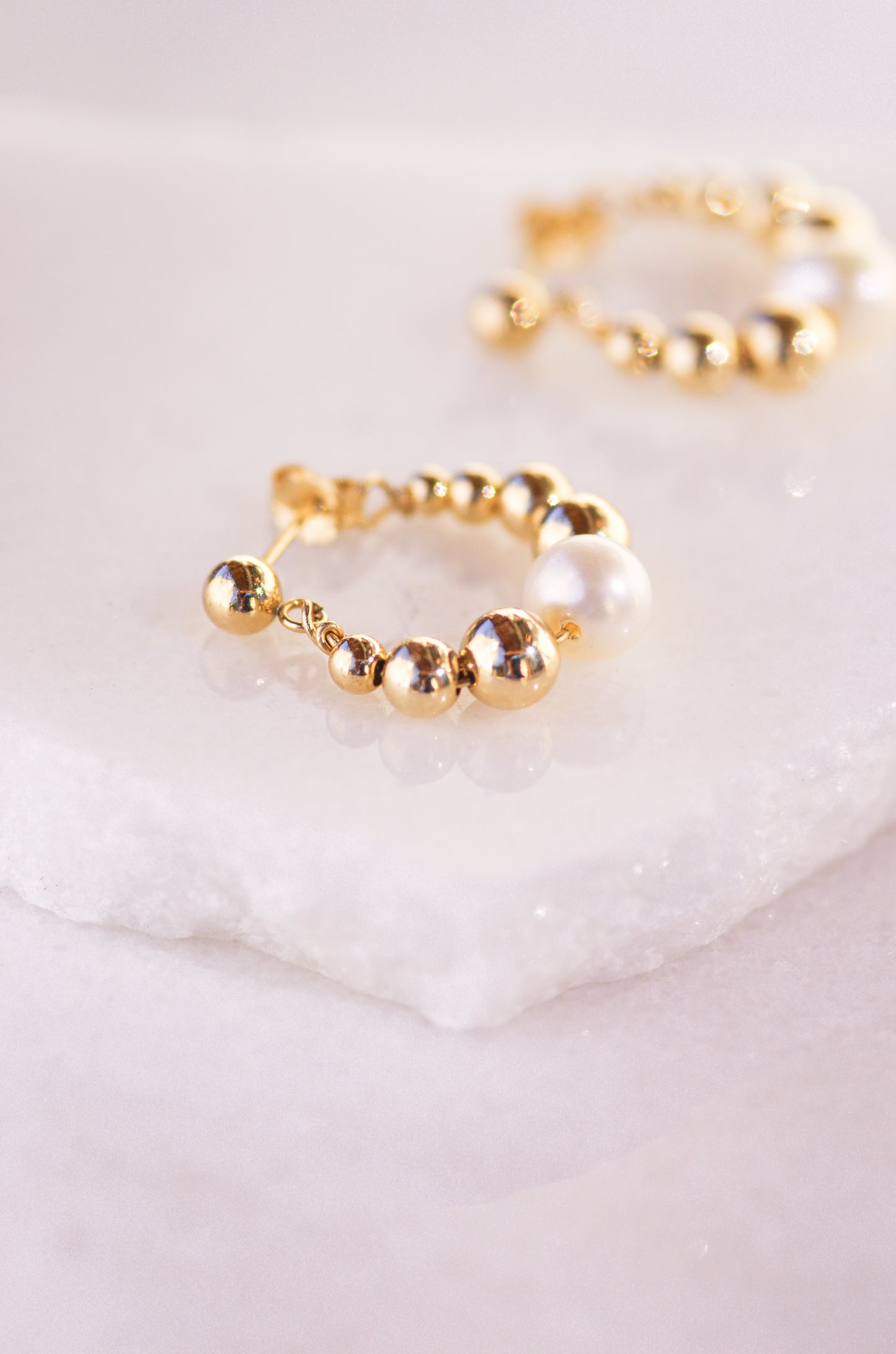 Bubble Hoop Earrings with Pearl