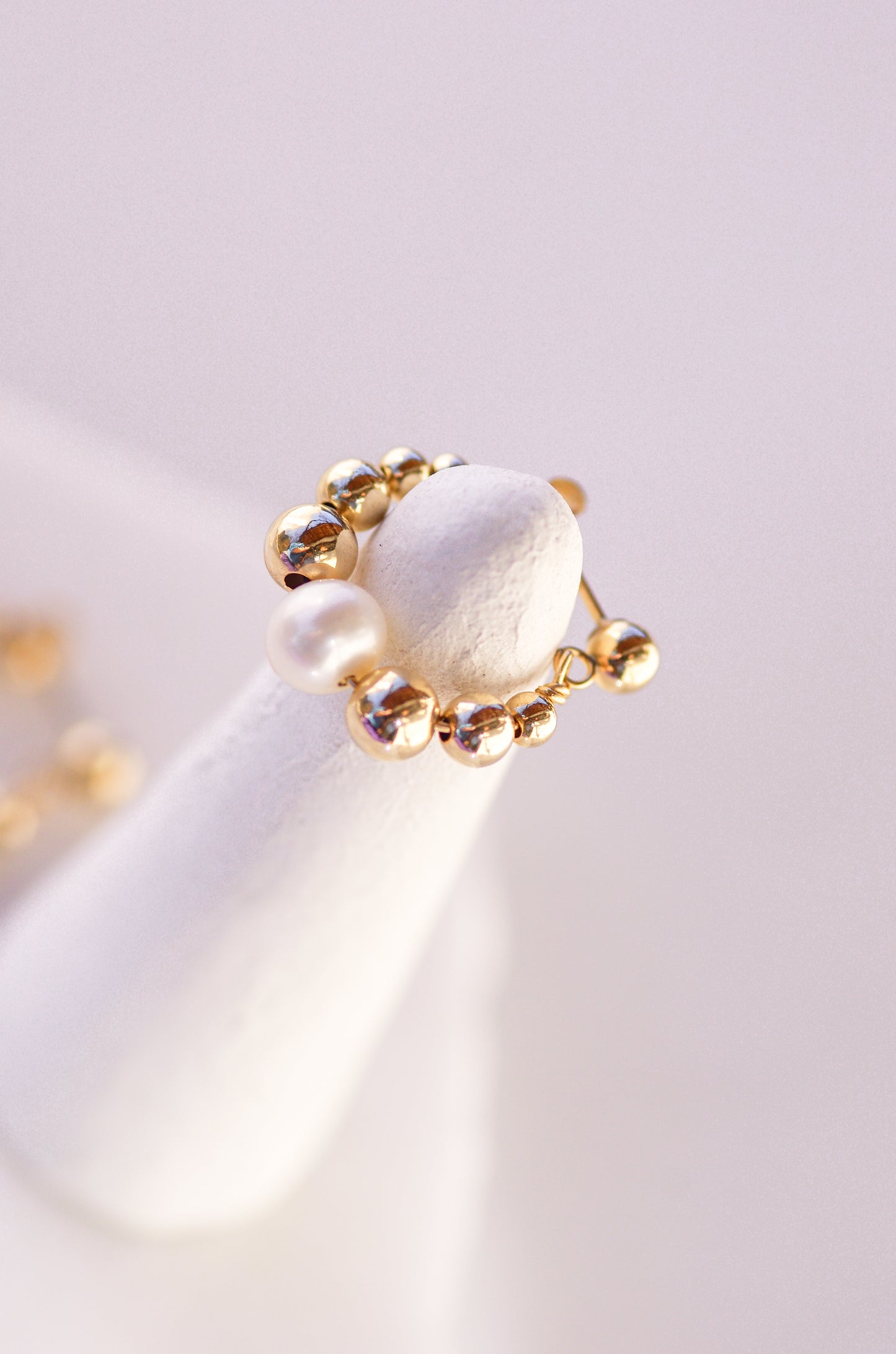Bubble Hoop Earrings with Pearl