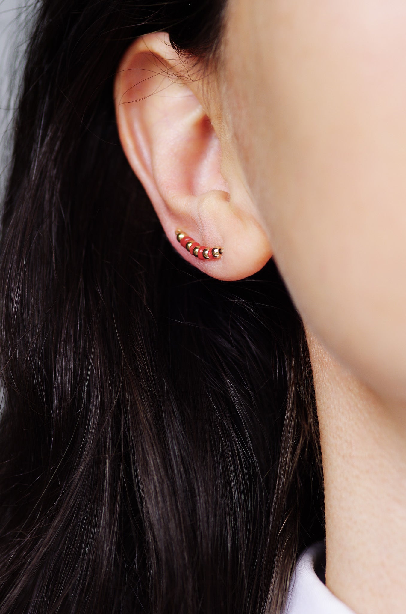 Orecchini "Climber" con Corallo Rosso | Oro