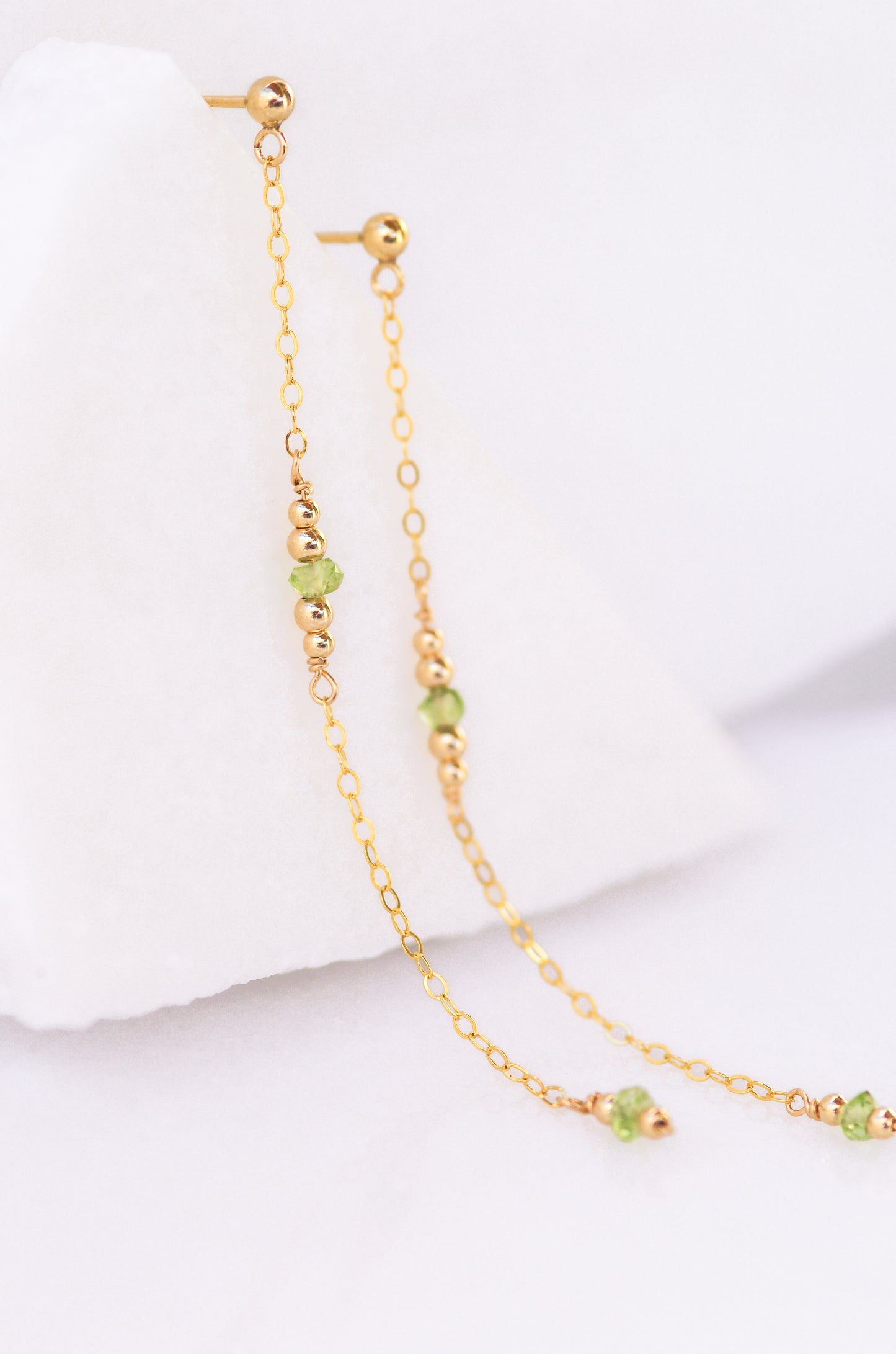 Peridot Chain Earrings