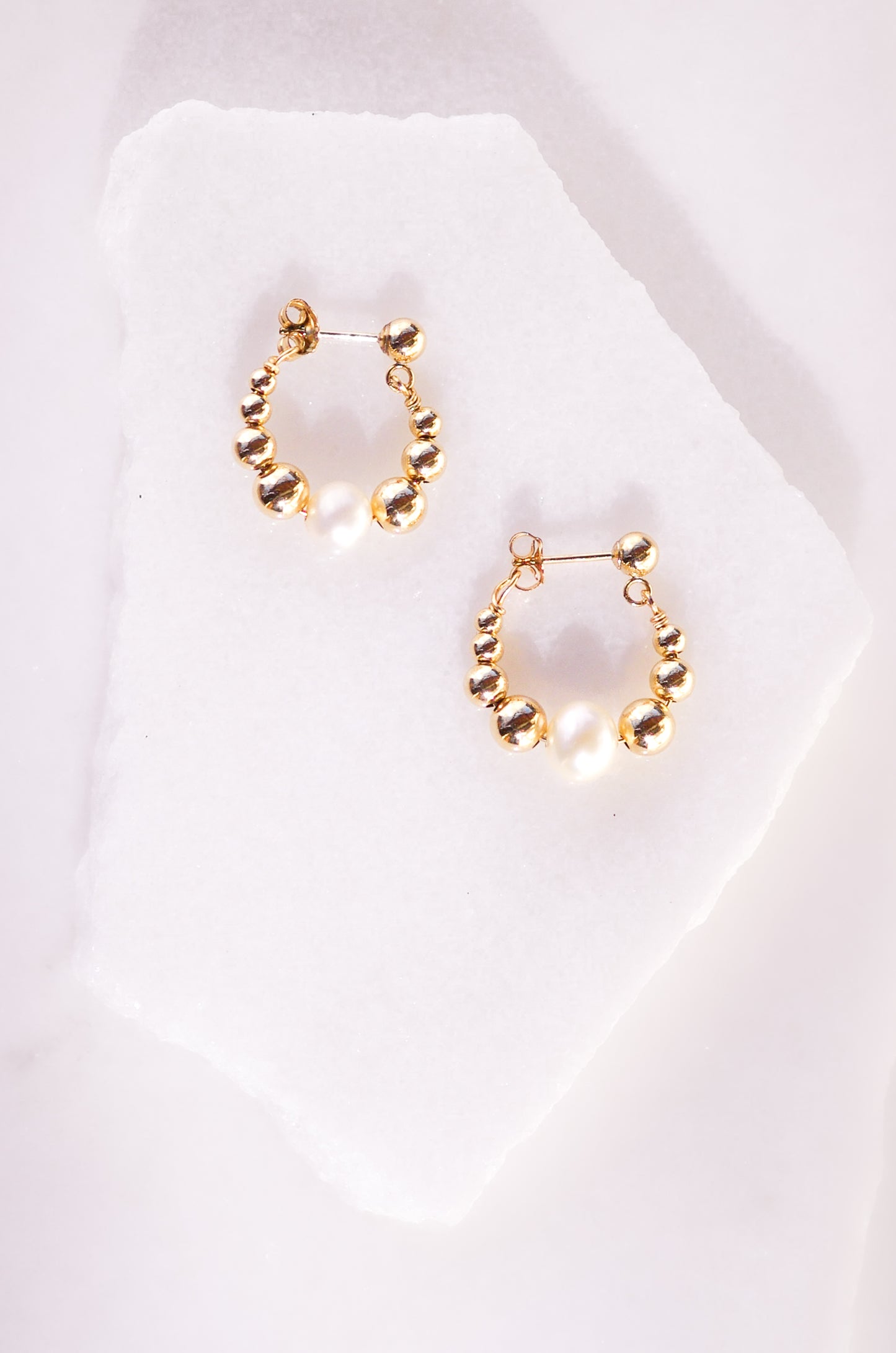 Bubble Hoop Earrings with Pearl