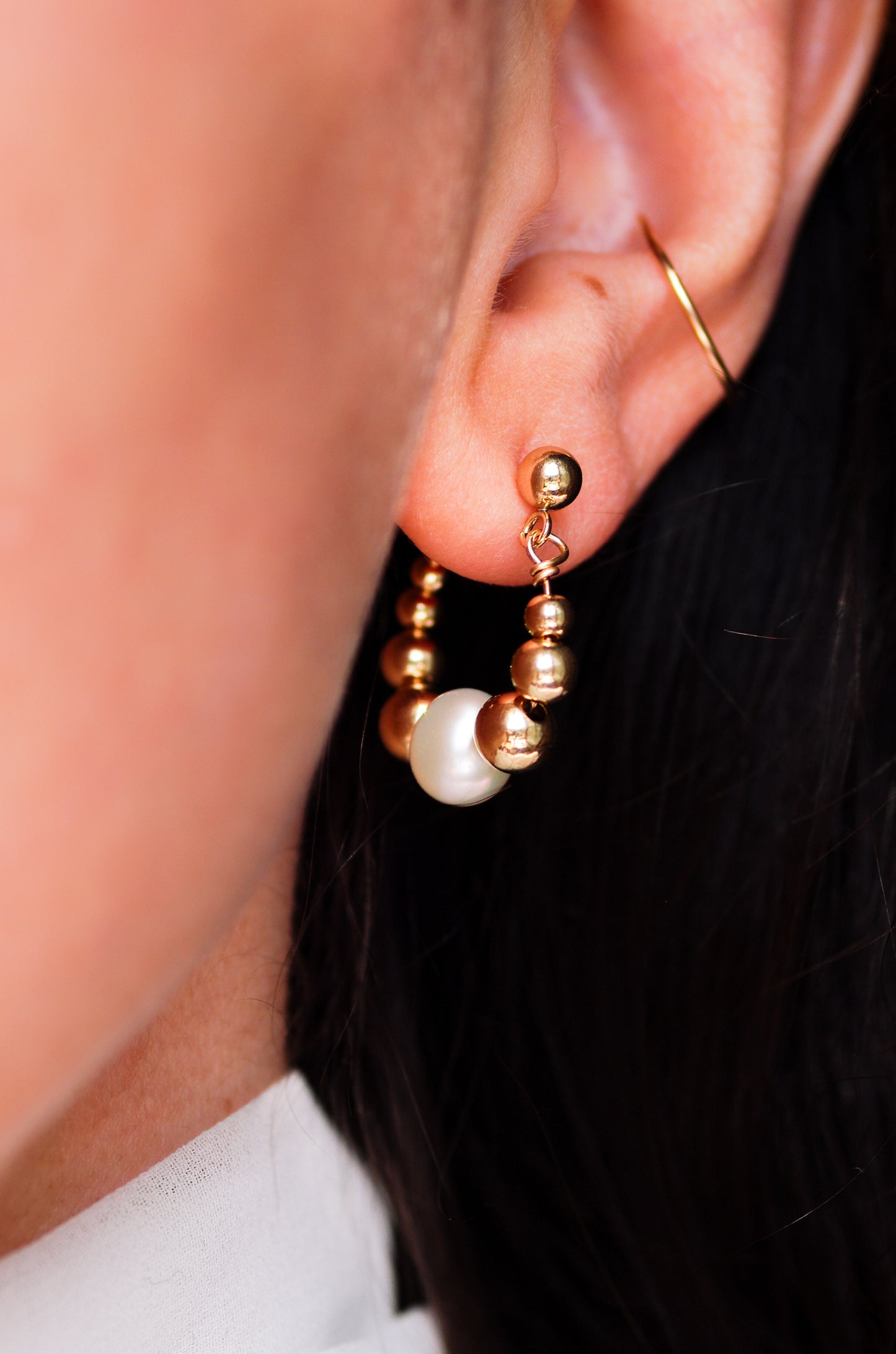 Bubble Hoop Earrings with Pearl