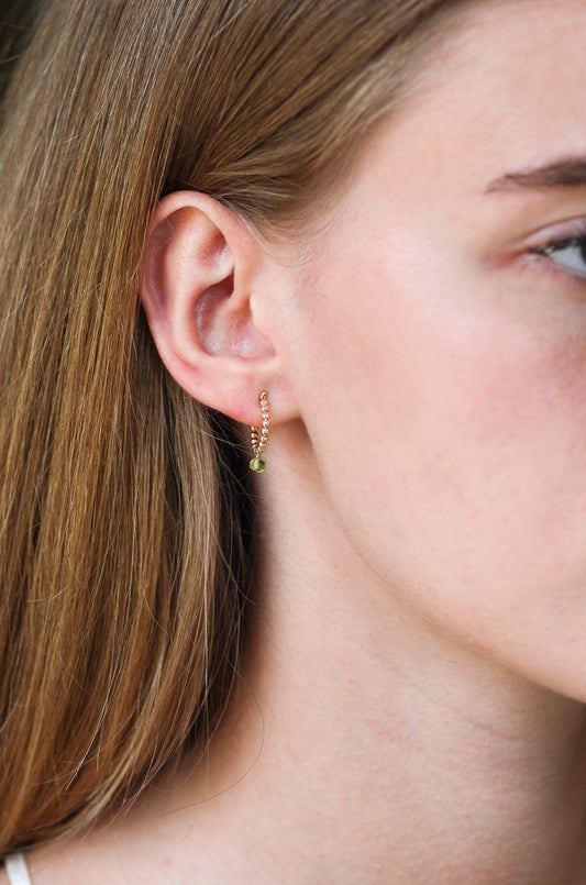 Peridot Huggie Earrings