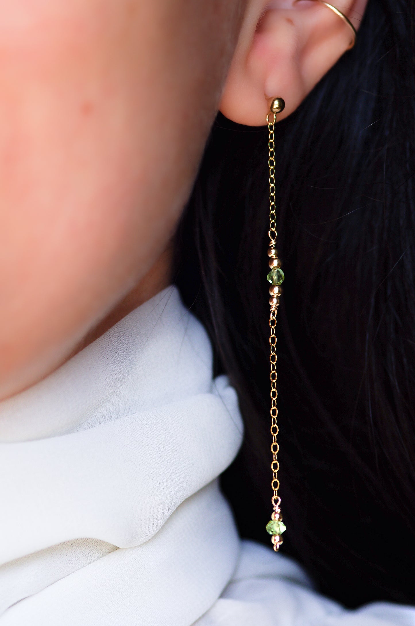 Peridot Chain Earrings