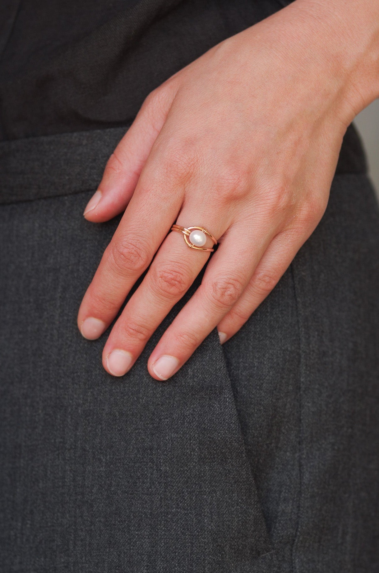 Modern Pearl Ring
