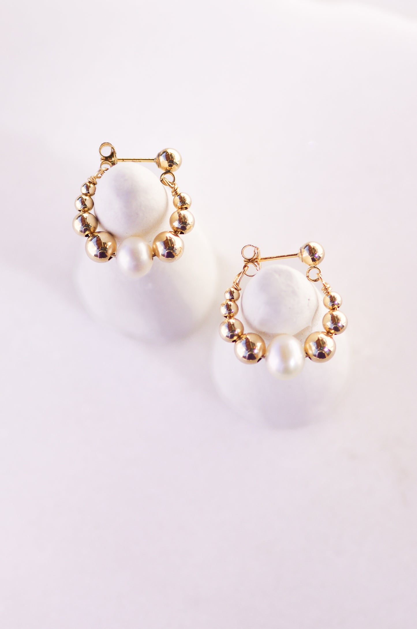 Bubble Hoop Earrings with Pearl