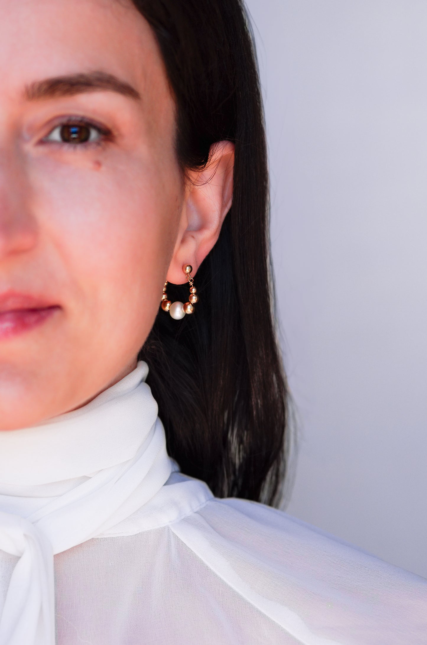Bubble Hoop Earrings with Pearl