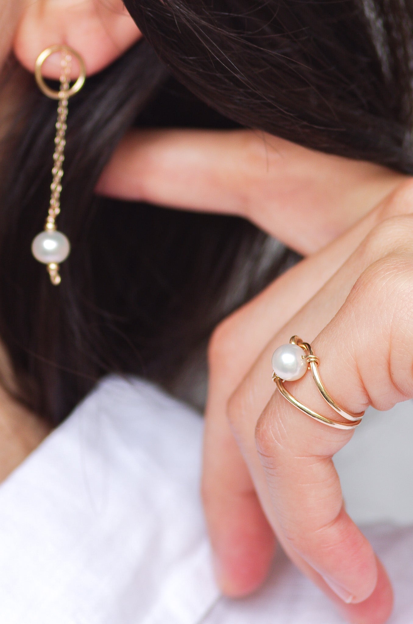 Modern Pearl Ring