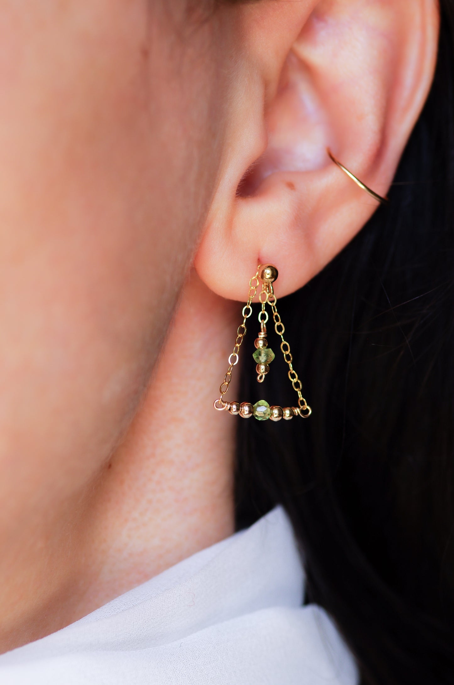 Peridot Chain Earrings