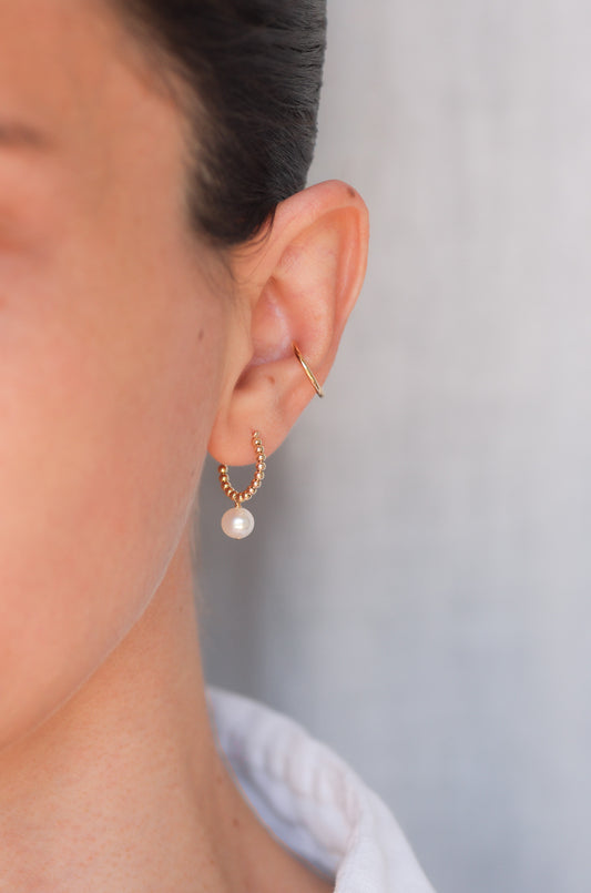Pearl Huggie Earrings