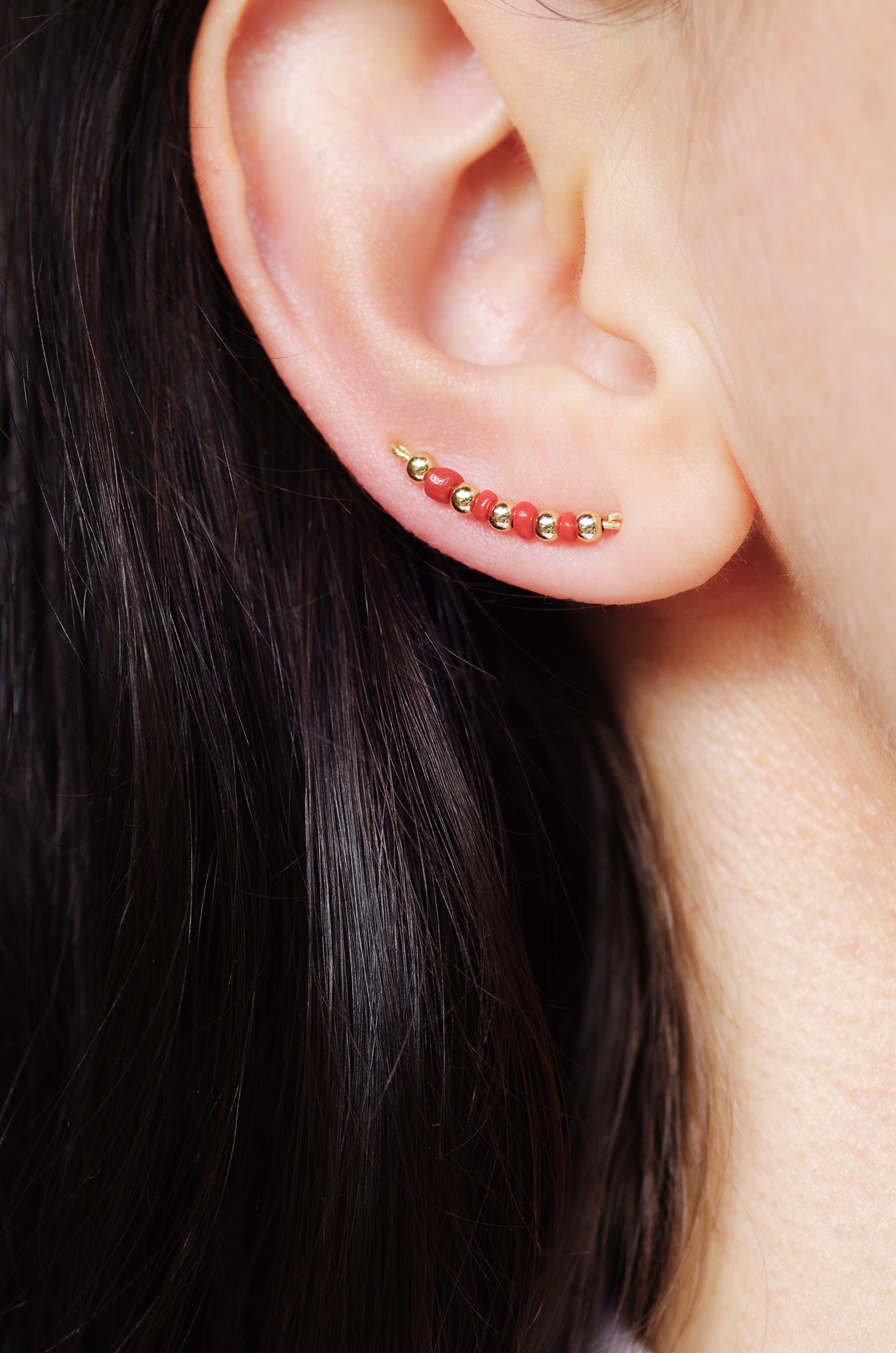 Orecchini "Climber" con Corallo Rosso | Oro