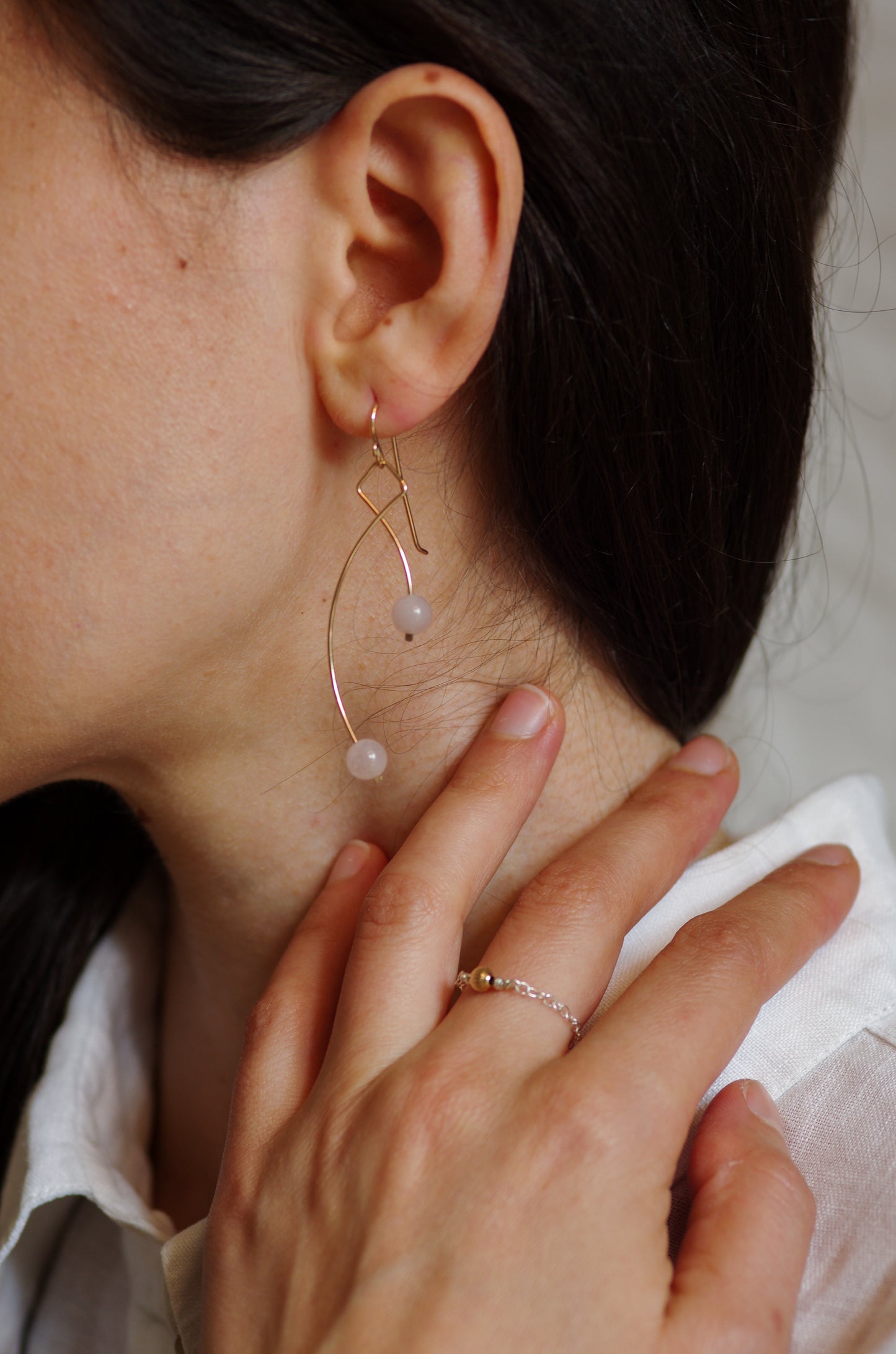 Rose Quartz Dangle Earrings