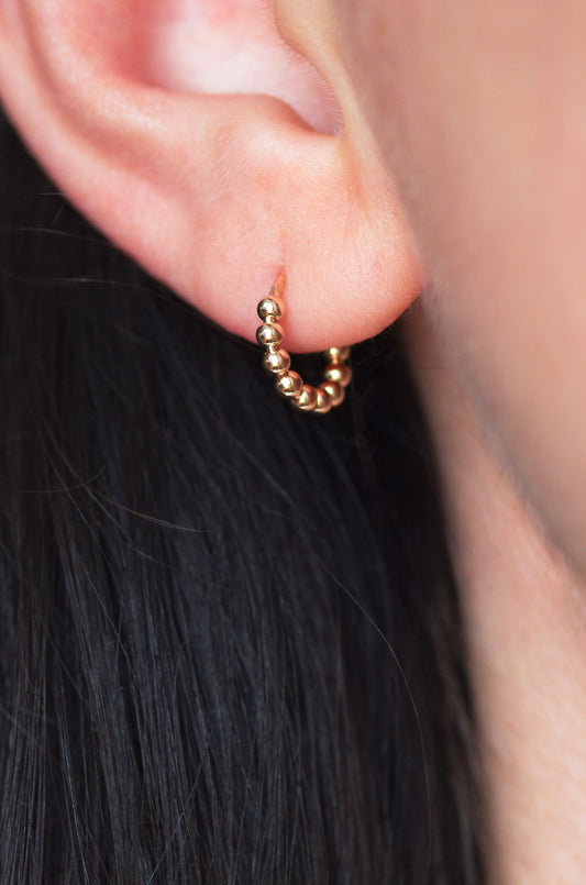 Mini Gold Beads Huggie Earrings
