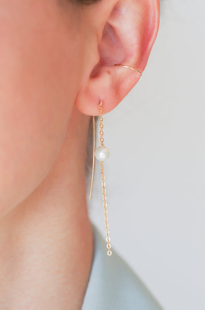 Long Chain Pearl Earrings
