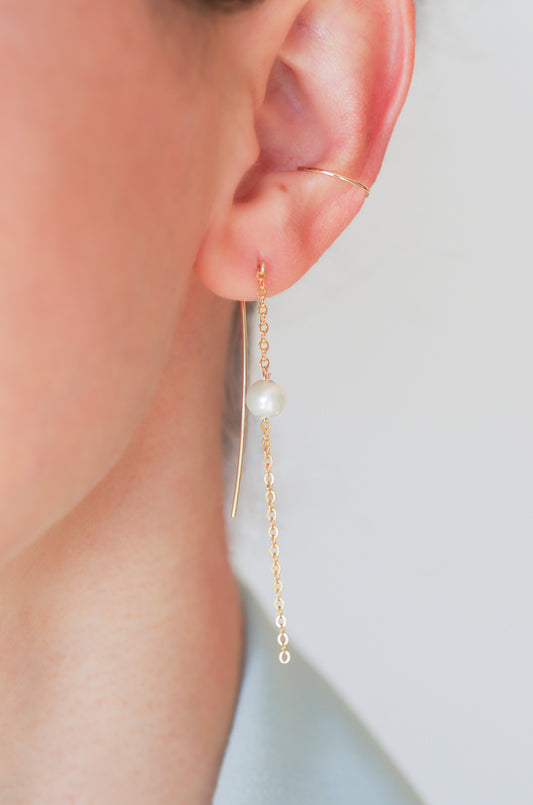 Long Chain Pearl Earrings