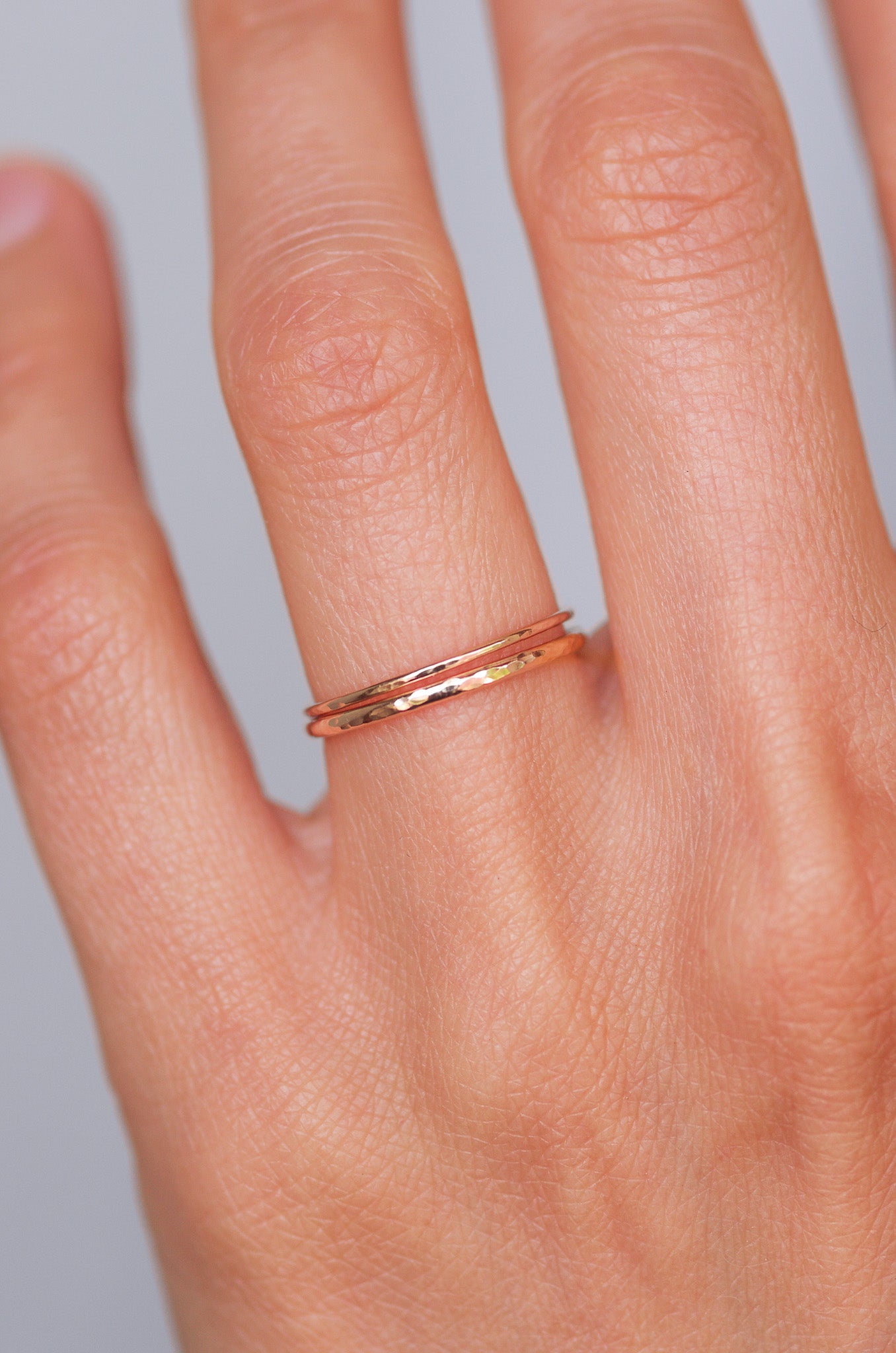 Super thin hammered gold ring