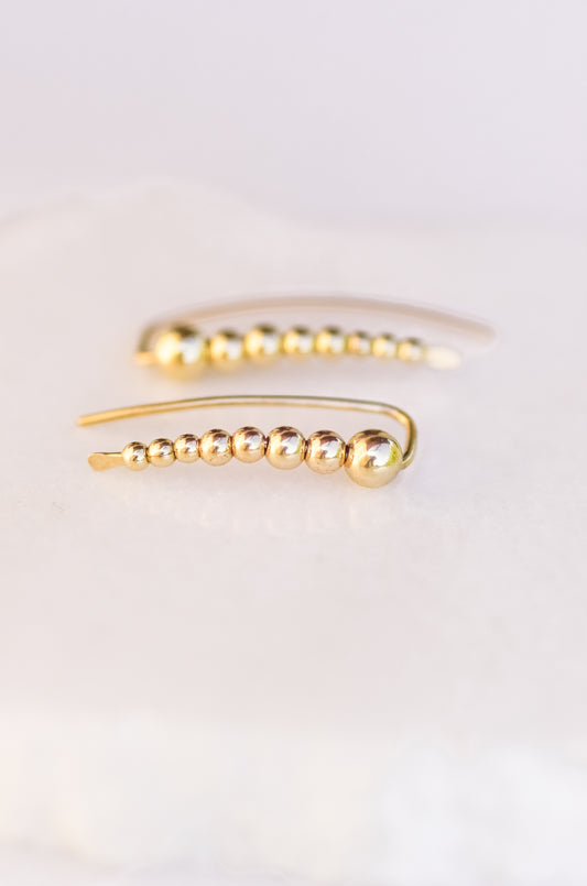 Gold Bead Ear Climbers