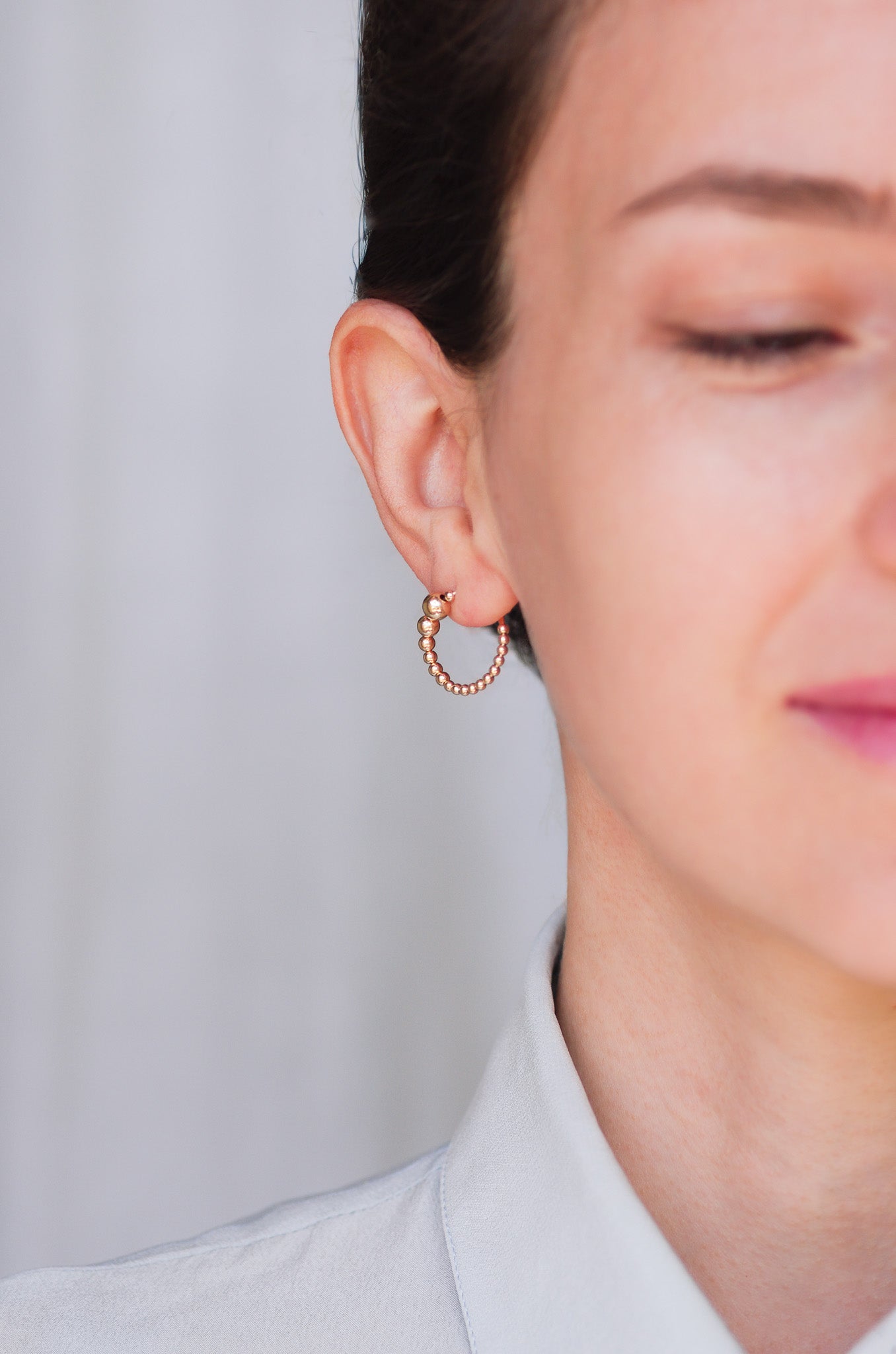 Open Circle Gold Bead Earrings