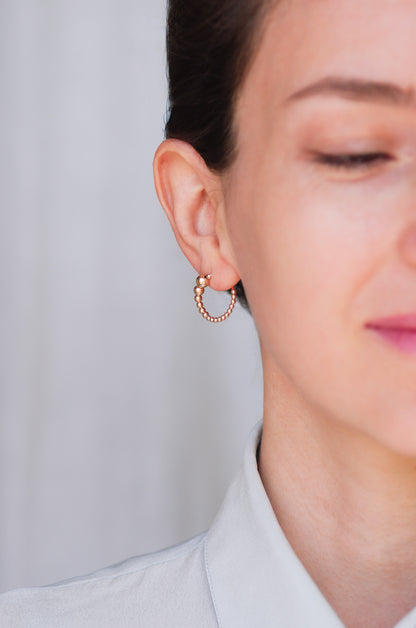 Open Circle Gold Bead Earrings