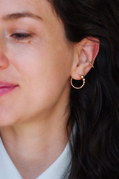 Open Circle Gold Bead Earrings