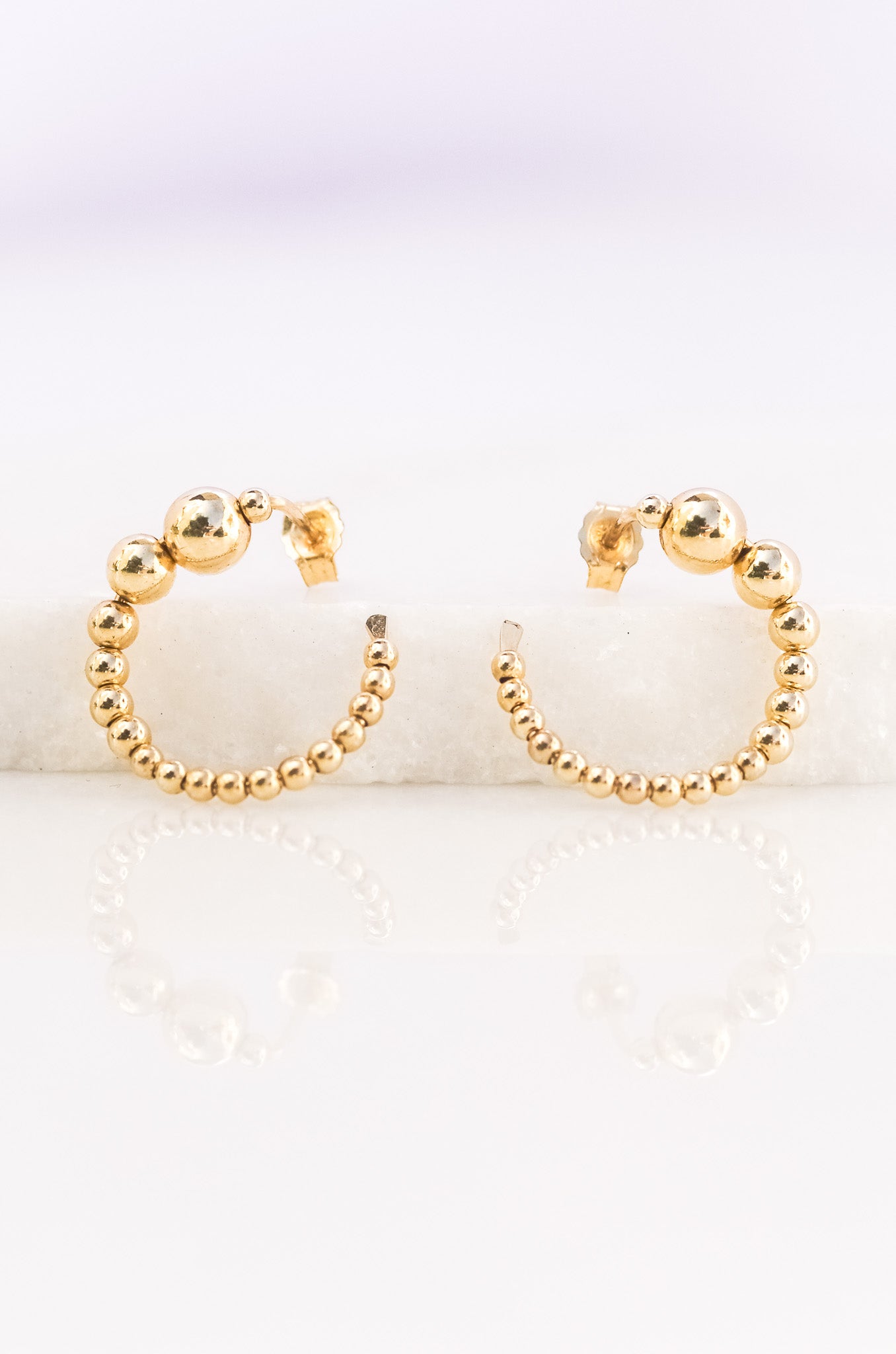 Open Circle Gold Bead Earrings
