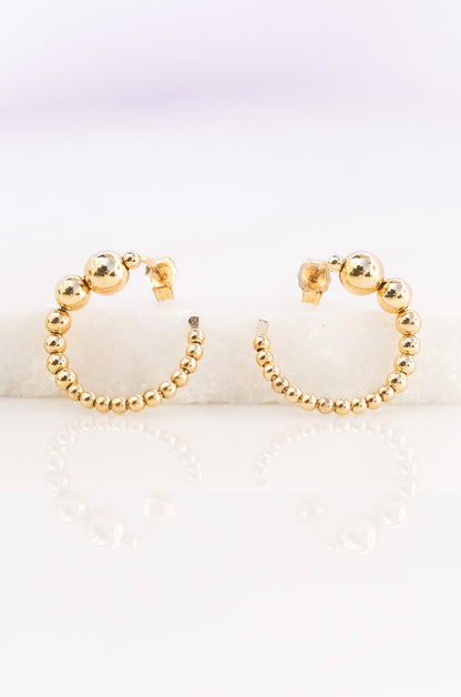 Open Circle Gold Bead Earrings