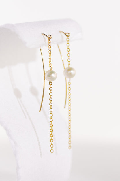 Long Chain Pearl Earrings