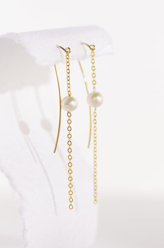 Long Chain Pearl Earrings