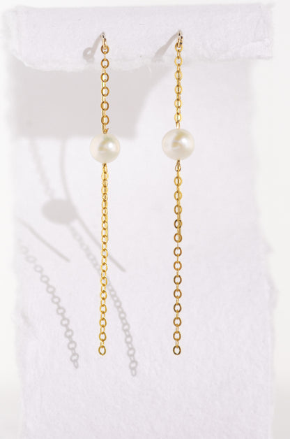 Long Chain Pearl Earrings