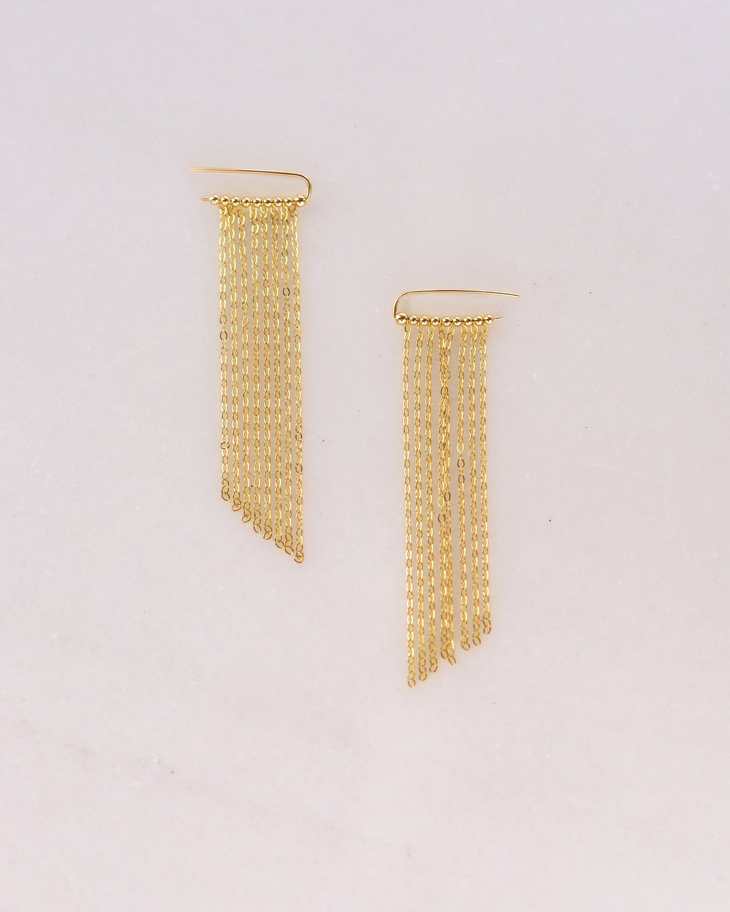 Long Gold Chain Fringe Earrings