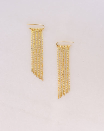 Long Gold Fringe Earrings