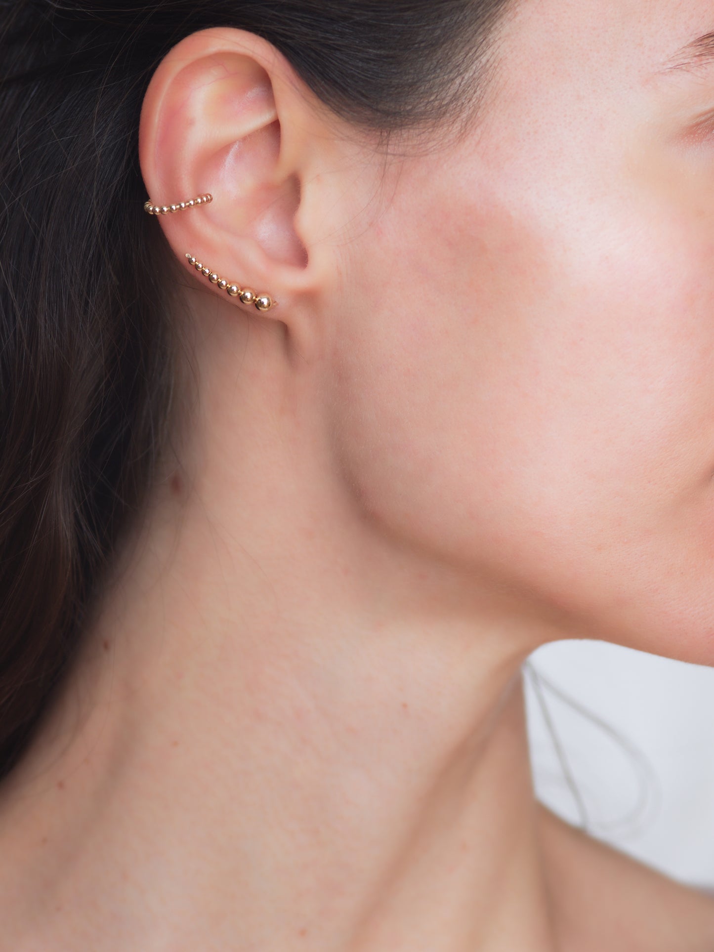 Gold Bead Ear Climbers