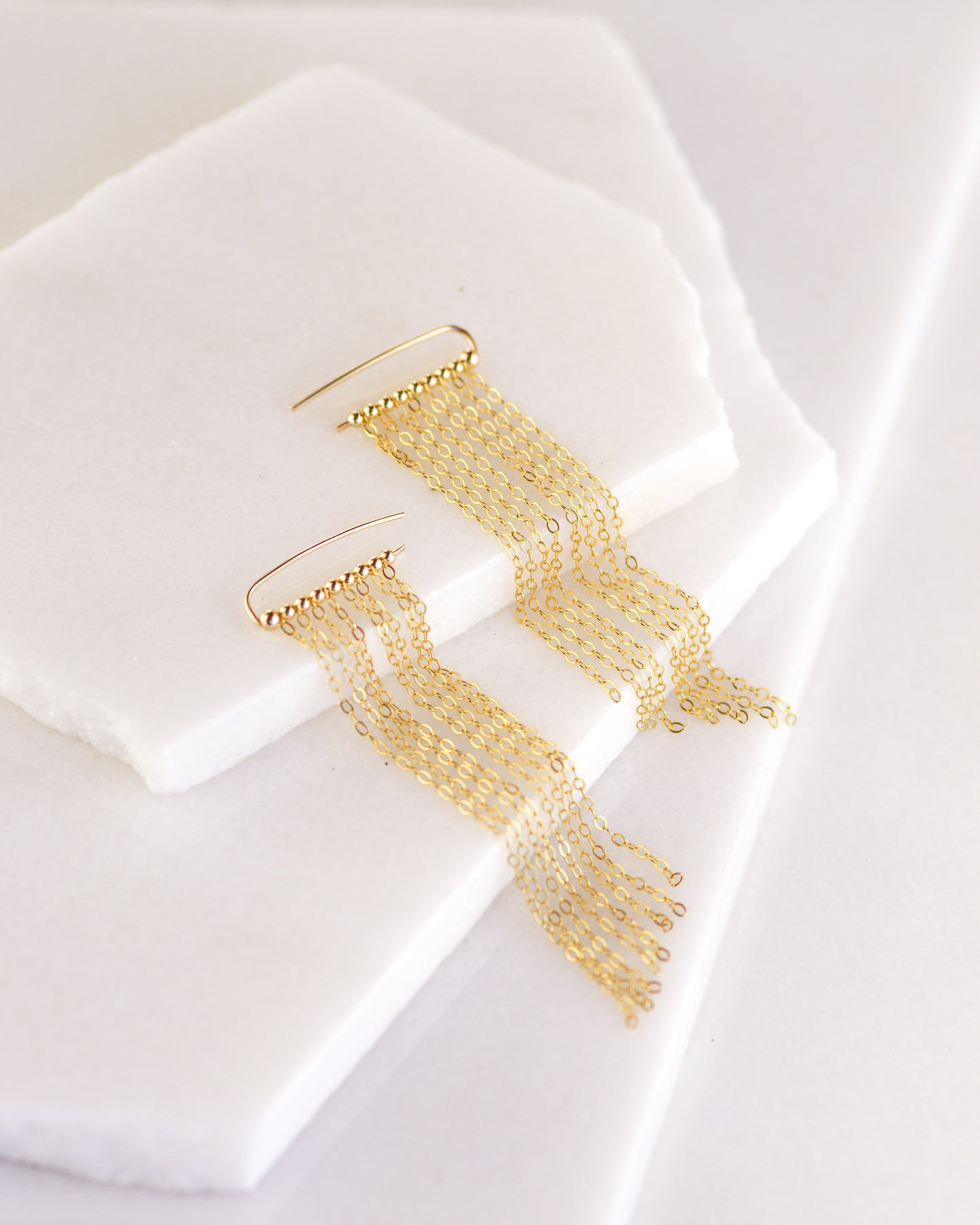 Long Gold Chain Fringe Earrings