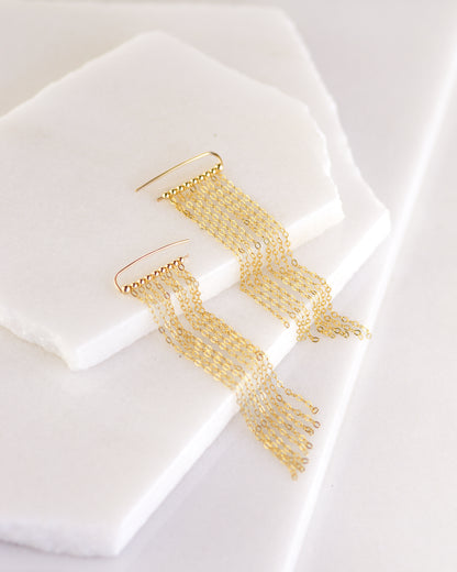 Long Gold Fringe Earrings