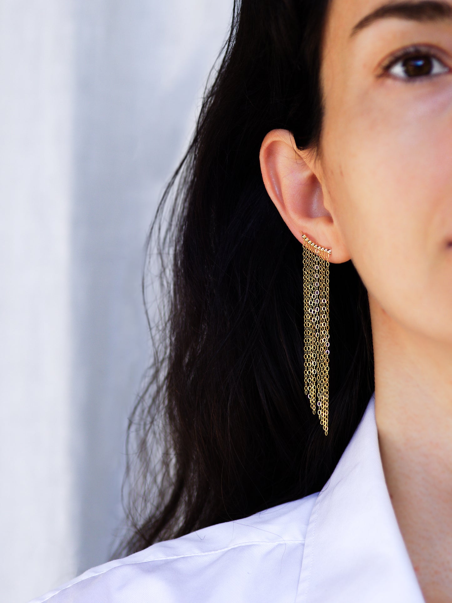 Long Gold Fringe Earrings