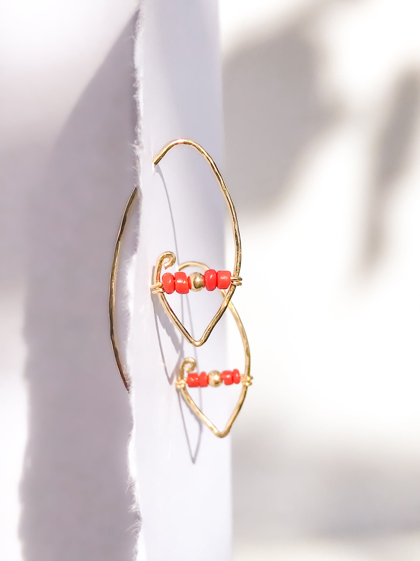 Spiral Threader Earrings with Red Coral