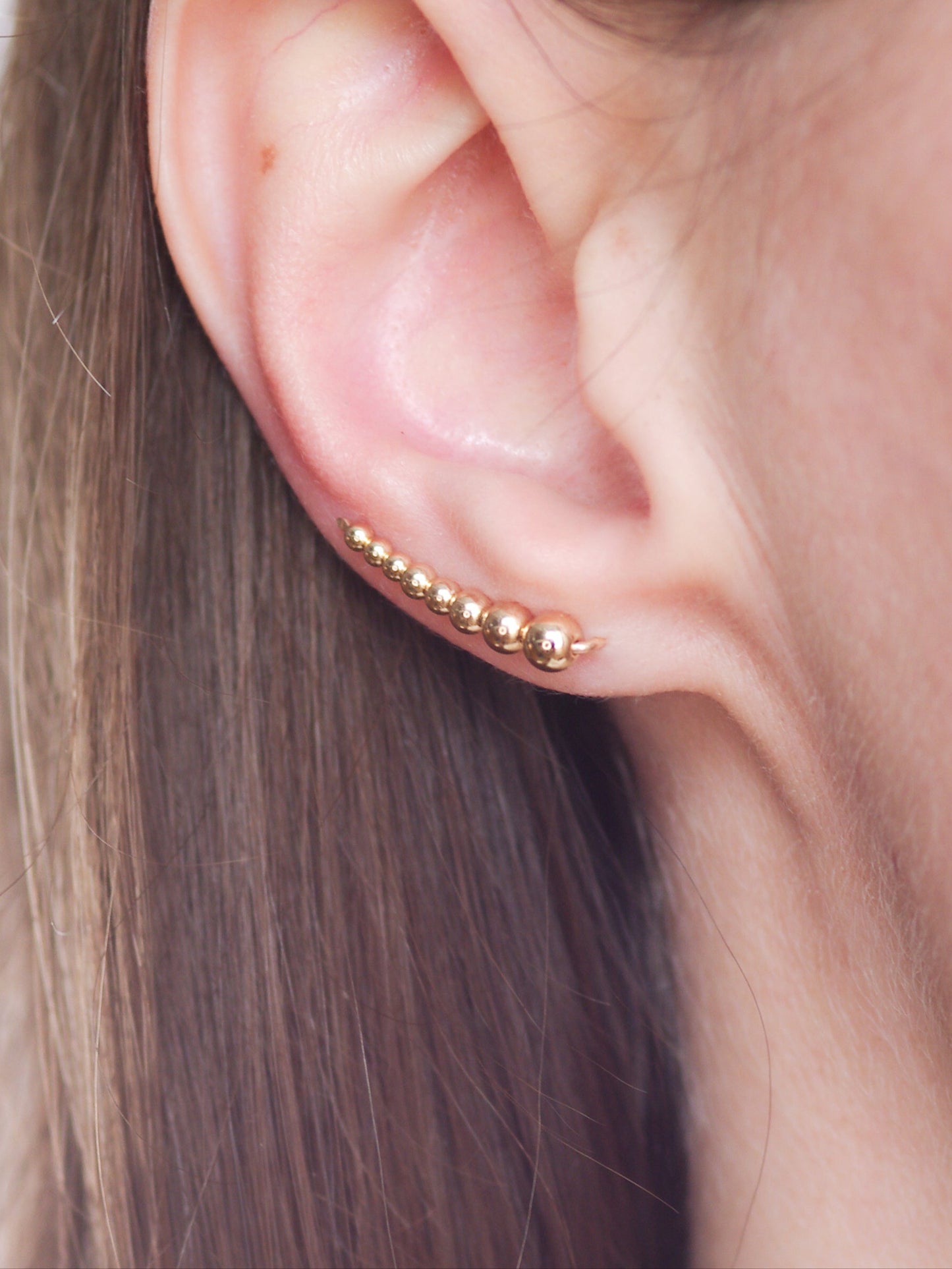 Gold Bead Ear Climbers