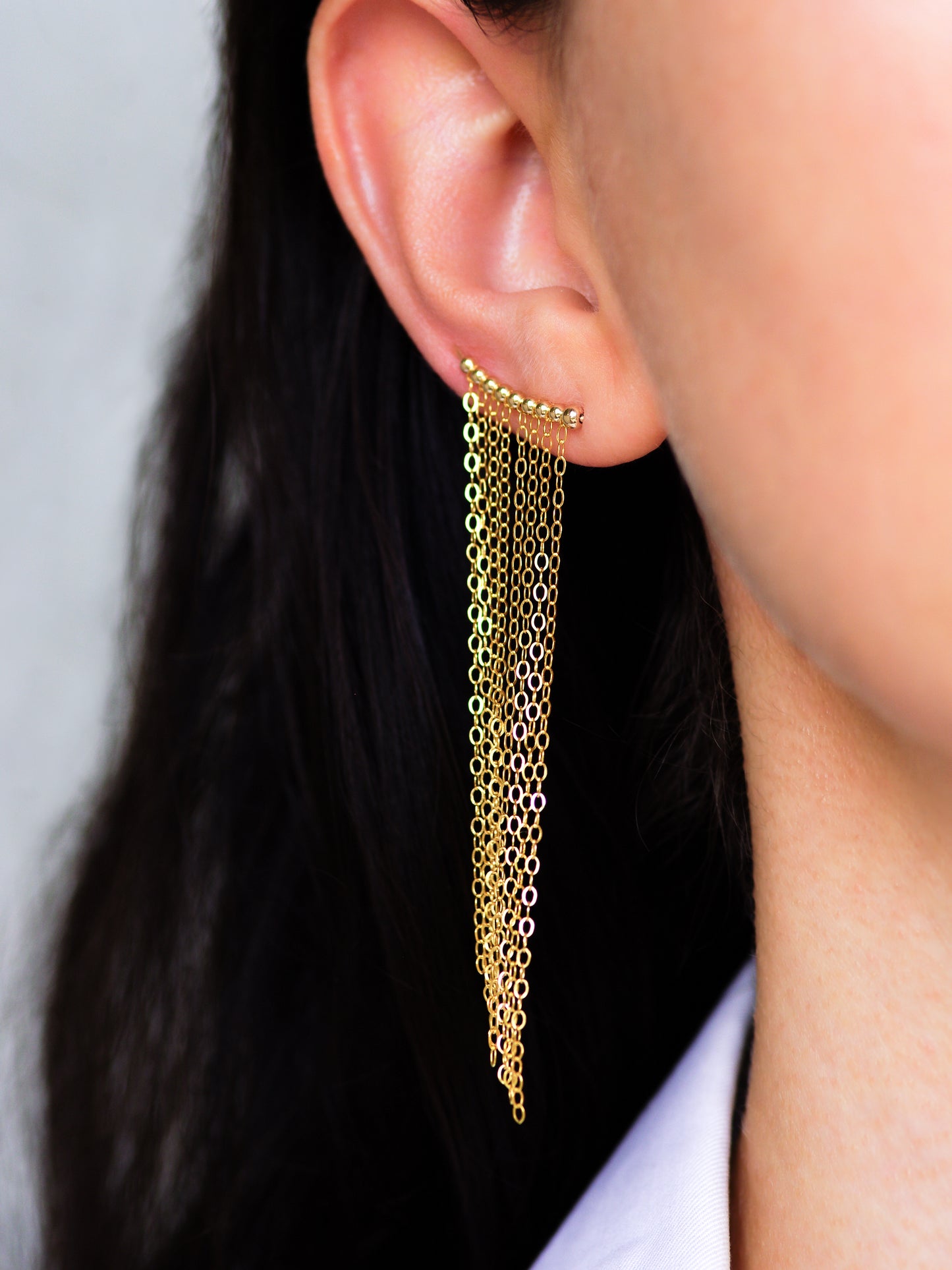 Long Gold Chain Fringe Earrings