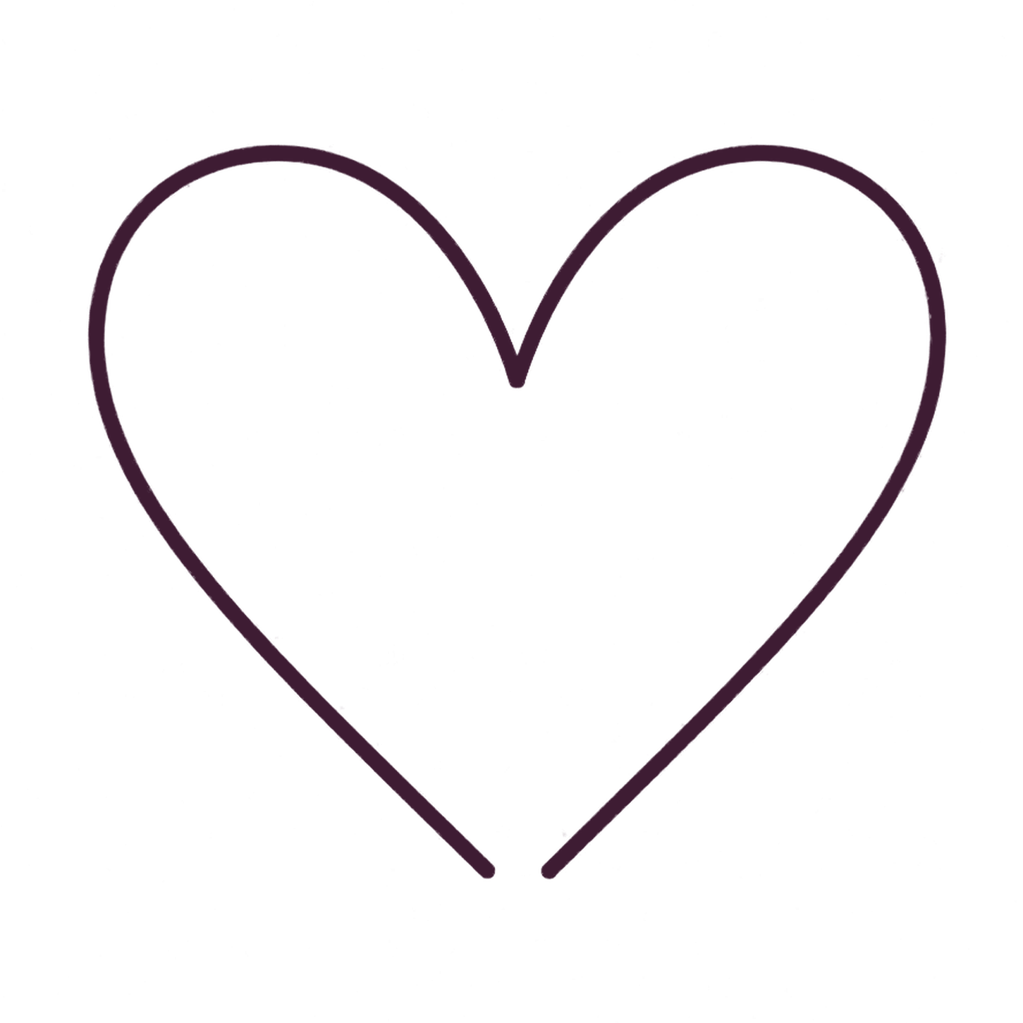 A minimalist black outline heart icon centered on a plain white background.