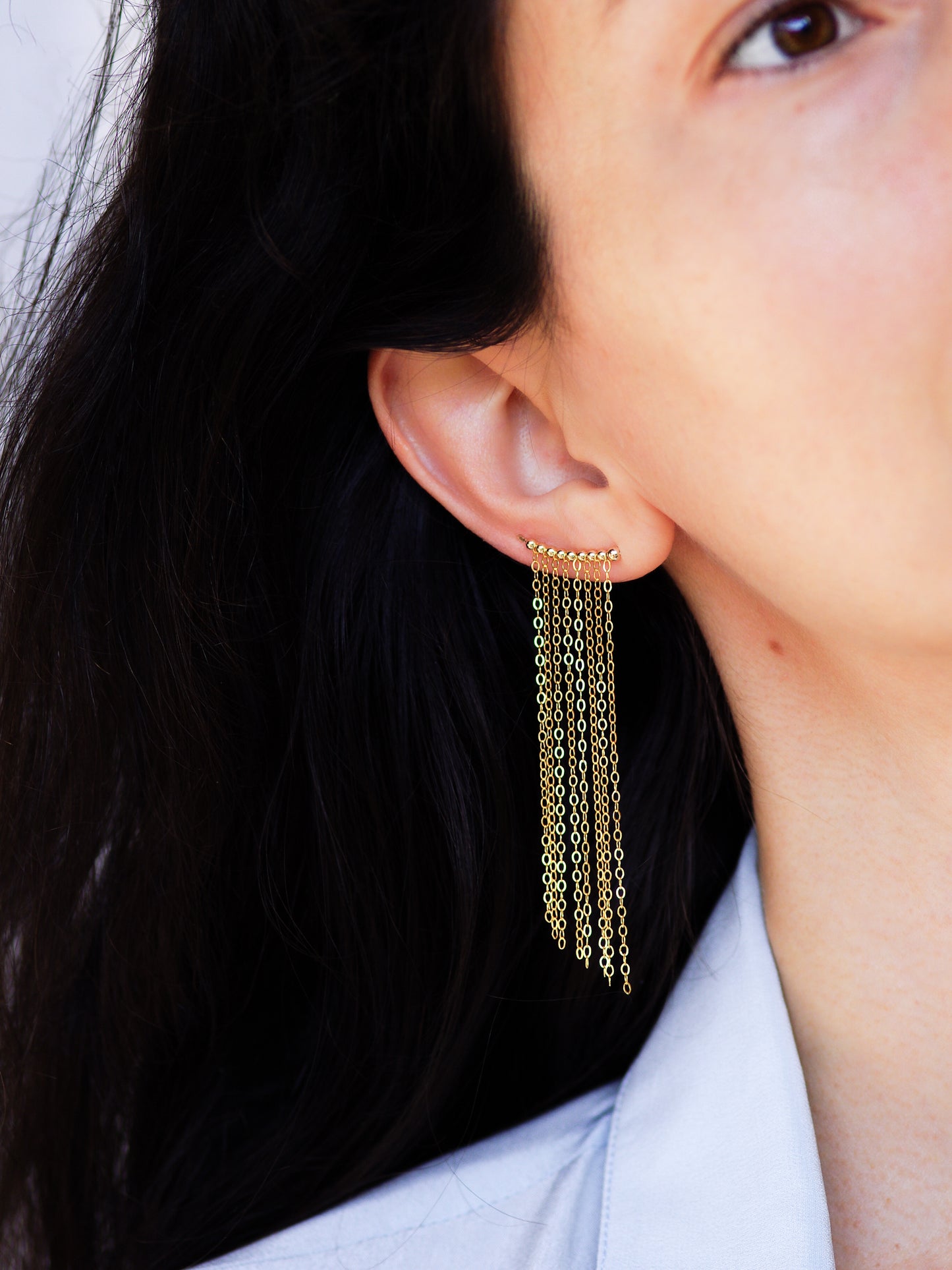 Long Gold Fringe Earrings