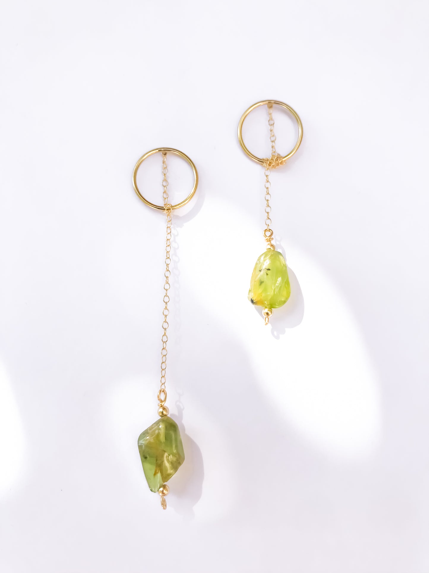 Peridot Circle & Chain Earrings