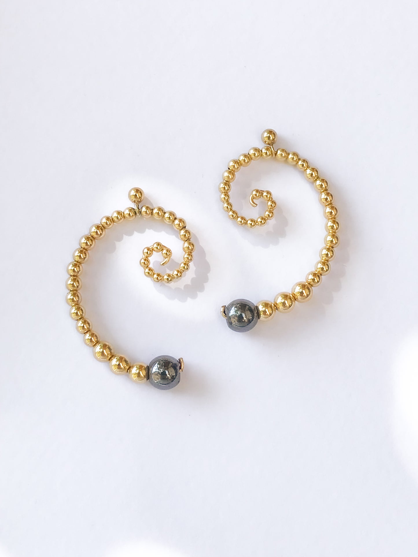 Beaded Spiral Earrings with Hematite