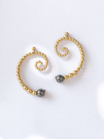 Orecchini a spirale con Ematite | Oro o Argento