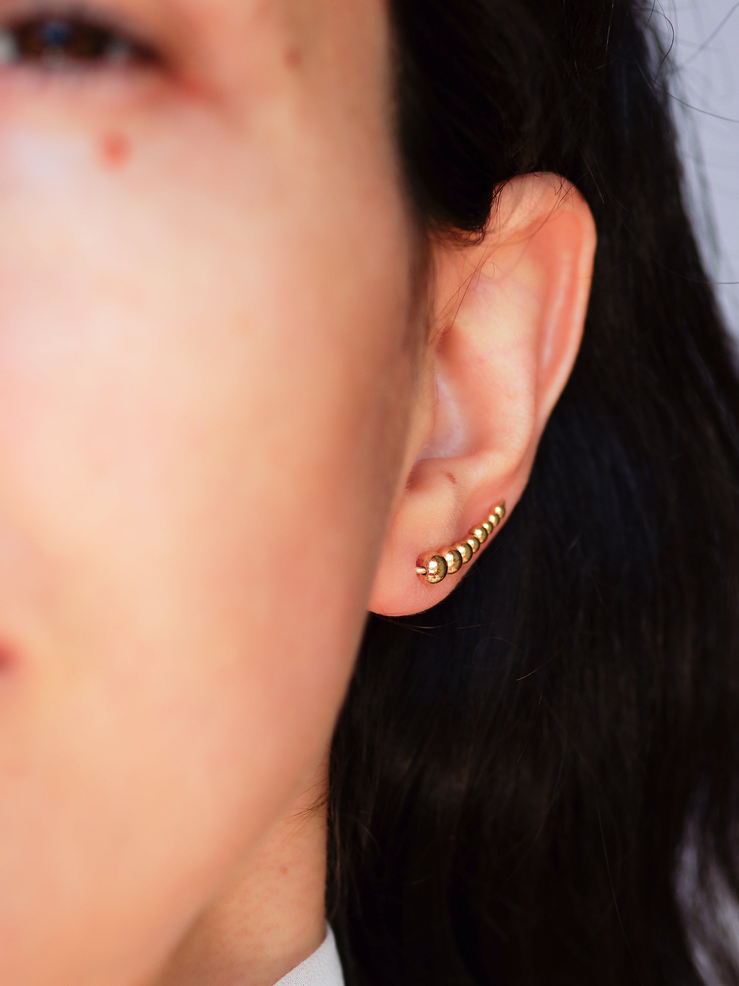 Gold Bead Ear Climbers