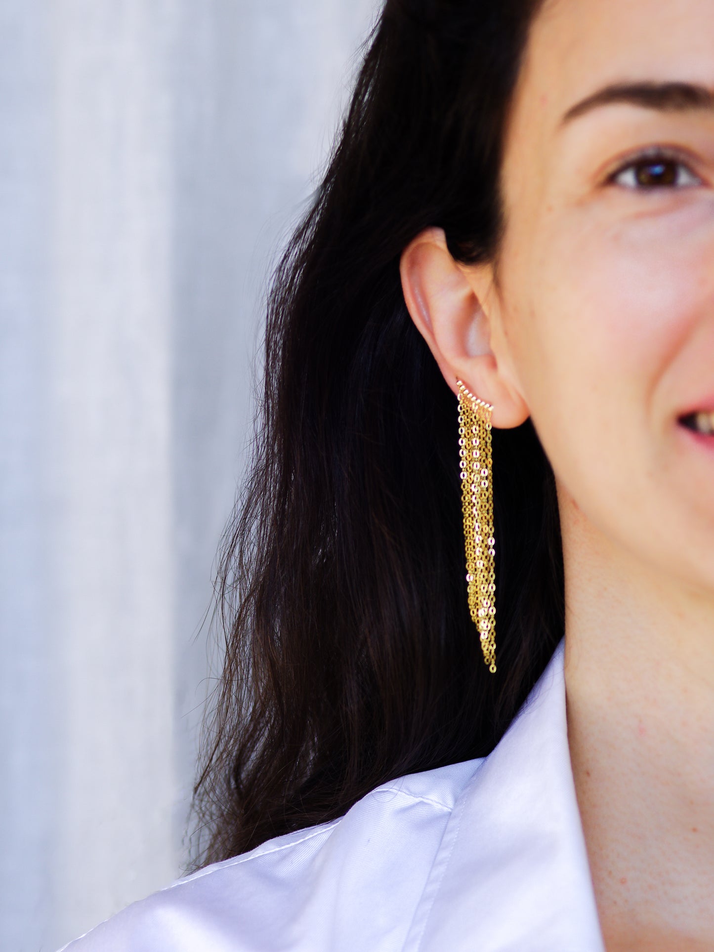 Long Gold Chain Fringe Earrings