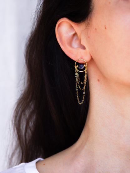 Long Sodalite Earrings