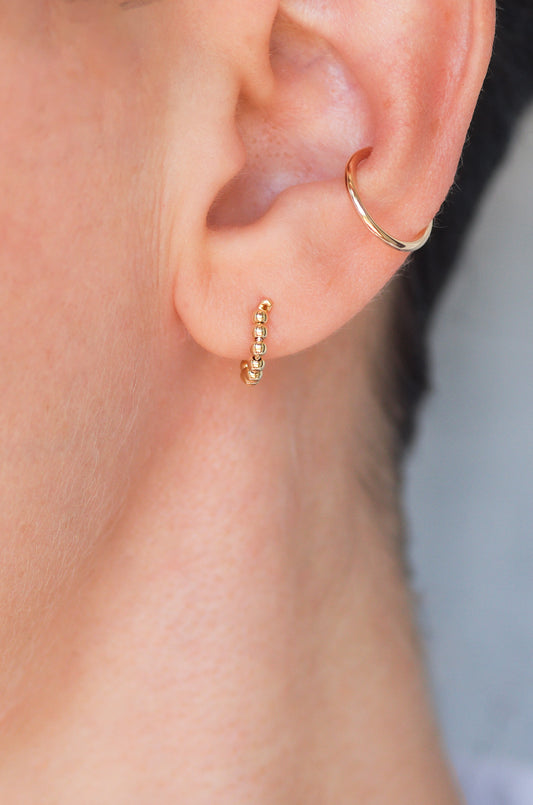 Mini Gold Beads Huggie Earrings